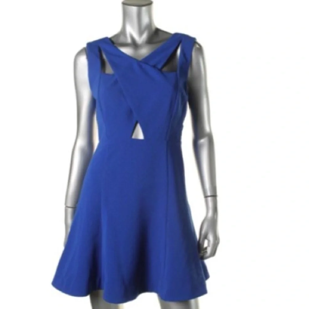 [J.O.A.] Blue Crossover Cut Out Dress